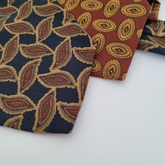 Paul Smith Men's Neck Tie Necktie Lot 2 Silk Brown Abstract Boho Vintage Retro - Picture 5 of 5